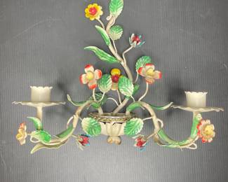 Vinatge tole flower candelabra