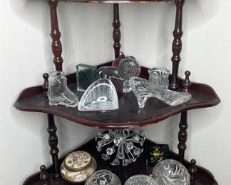 Collection of glass crystal dishes, bowls, figures, & more vtg