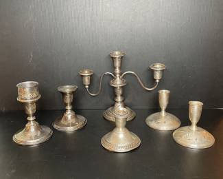 Silverplate candlesticks: Gorham, Towle, Whiting