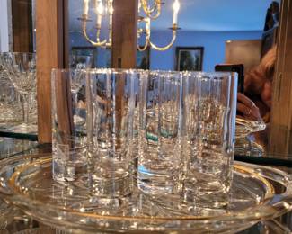Crystal Glasses with serving trays