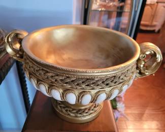 Millea Champagne Gold and Ivory Decorative Centerpiece Bowl by Touch of Class
