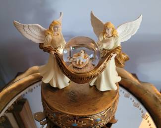 Angel music box with baby jesus
