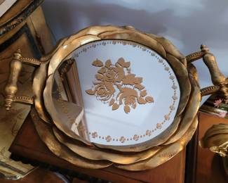 Decorative ornate mirror trays