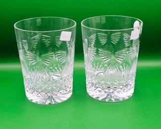 Waterford Crystal Millennium Series Double Old Fashioned Tumbler, "Peace" design. Sold as pair 