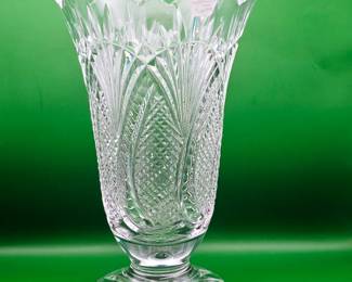 Waterford Crystal 10" Footed Scalloped Edge Vase in Seahorse design 