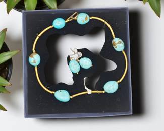Various elegant turquoise necklace and earring set 