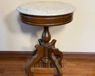 Lot #69 Vintage Round Side Table with Marble Top