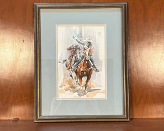 Lot #16 Framed Watercolor by Judy Harlacher - Equestrian Art