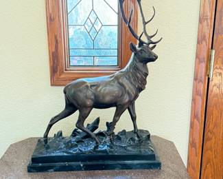 Lot #97 Charles Paillet Bronze Stag Sculpture- Signed 25" Tall
