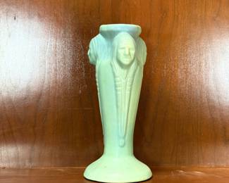 Lot #41 Vintage 1930s Van Briggle Pottery Vase - Native American Motif.