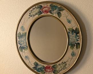 Lot #5 Vintage Round Floral Mirror