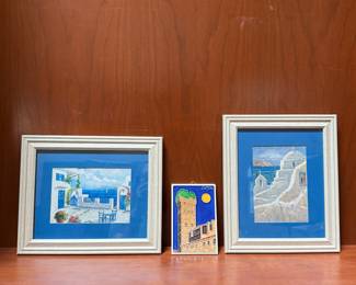 Lot #65 Framed Art Lot - Two Coastal Scenes with Decorative Item.
