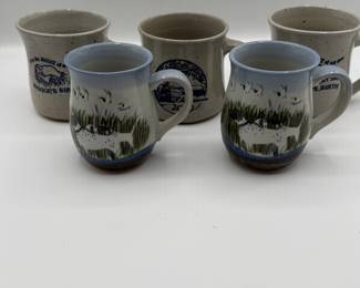 Lot #108 Vintage Stoneware Mug Collection - Set of 5 Including Christmas