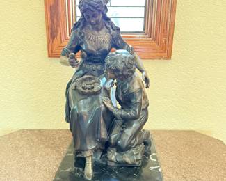 Lot #96 Bronze Sculpture - Mother and Child