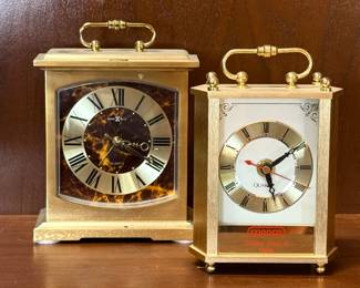 Lot #42 Vintage Clock Set - 1990s Mantel Clocks by Quartz.
