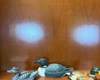 Lot #34 Vintage Decorative Duck Decoy Lot - Carved Wooden Ducks.