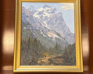 Lot #10 Framed Original Oil Painting by Richard Dahlquist, Majestic Mountain Landscape