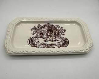 Lot #107 Vintage Transferware Serving Platter - Brown and White