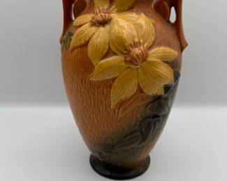 Lot #51 Vintage Roseville Pottery Vase Pattern 110 9"- Floral Decoration, 1930s.