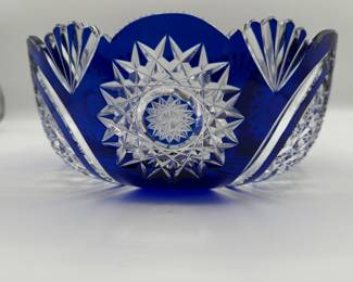 Lot #98 Vintage Cobalt Blue American Brilliant Cut Glass Bowl