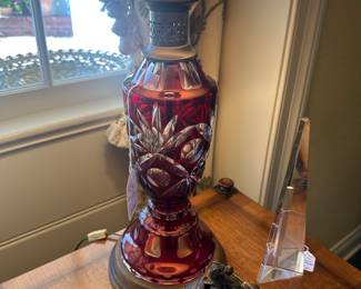 Cut-to-clear Table Lamp, Crystal and Metal Objects...