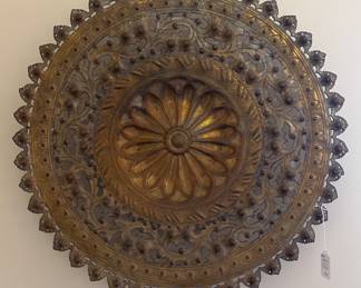 Patinated Art Metal Wall Medallion...