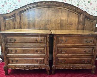 Headboard and Bedside Chests, French Country, custom-made by Guy Chaddock...