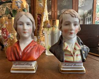 Porcelain Busts of Highland Mary and Robert Burns...
