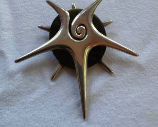Silver Brooch with Onyx, signed by artist...