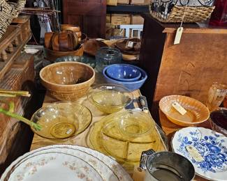 Crocks and depression glass