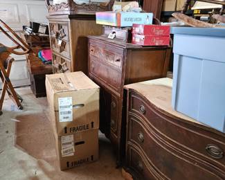 Partially sanded early 20th century dresser - art deco chest of drawers