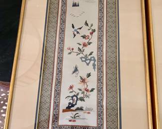 Vintage Framed Chinese Hand Embroidered Panel