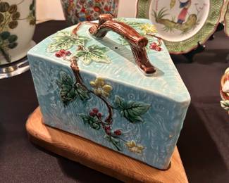 Antique Majolica Cheese Keep