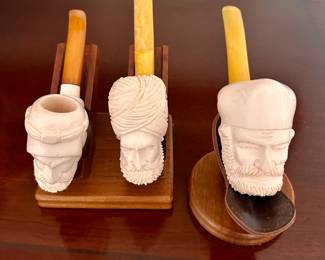 Vintage Hand-Carved Meerschaum Turkish Pipes