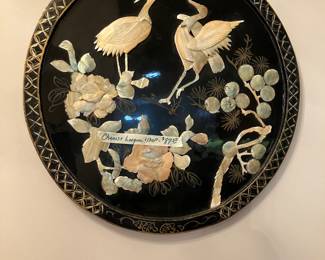 Chinese Mother of pearl on lacquer 
Decorative plaque