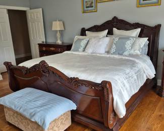 Antique King size bed
solid wood-headboard footboard and rails