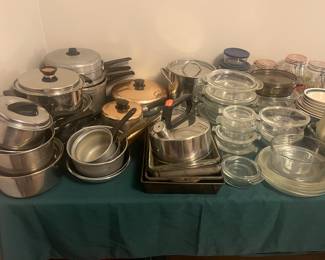 Pots, pans, Pyrex 