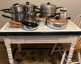 Vintage enamel top table 