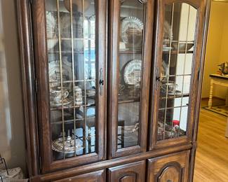 China cabinet, brown transferware 