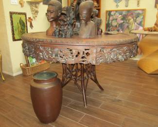Antique Hand Carved Large Asian Table