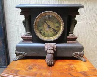 *Antique Welch Mantel Clock ** Antique Cast Iron Ladies Hand Door Knocker ( 1800's Gothic)