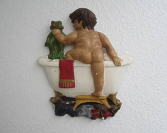 Vintage Sexton Cast Iron Child in Tub w/Frog