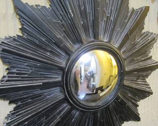 Vintage Sunburst Mirror w/ Convex Glass