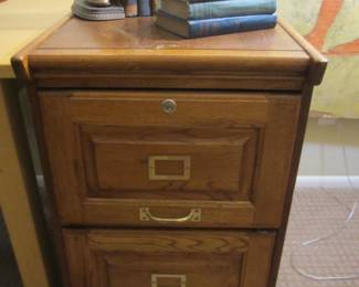 Set of 2 Oak Filing Cabinet