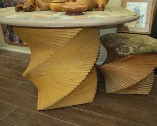 Vintage Boho Twisted Table with Stool