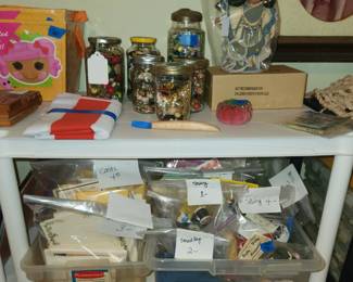 Jars of jewelry and beads 