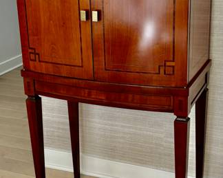 11. Mini Bar Cabinet w/ Inlay Detail & Protective Glass Top (29.5" x 20" x 52")