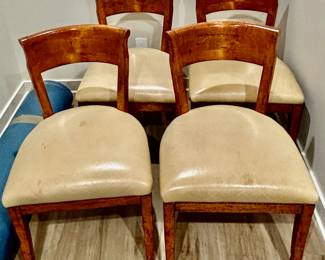 12. Guy Chaddock Square to Round Table (36" x 36" x 29") w/ Drop Leaves (51" round) and 4 Chairs (22" x 20" x 34") 