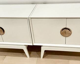18. Pair of Jonathan Adler Channing Nightstands w/ Towers (Base 32.5" x 17" x 25") (Tower 4pc.- 32.5" x 17" x 49")