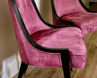 2. Pair of Mid Century Modern Harvey Probber Ultra Suede Slipper Chairs (26" x 24" x 39")